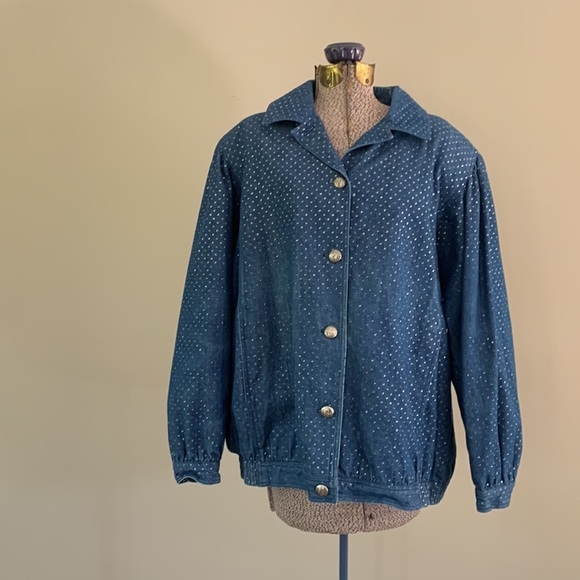 Vintage denim jean bomber jacket - Picture 1 of 5